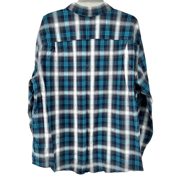 George Classic Fit Plaid Shirt Mens 2XL 50-52 Blue Gray LS Button-Down Collar - Picture 6 of 11